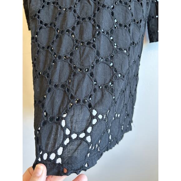 Black Eyelet Beach Swimsuit Cover Up Goth Grunge Witch Vampire Vacation Resort - Picture 7 of 7